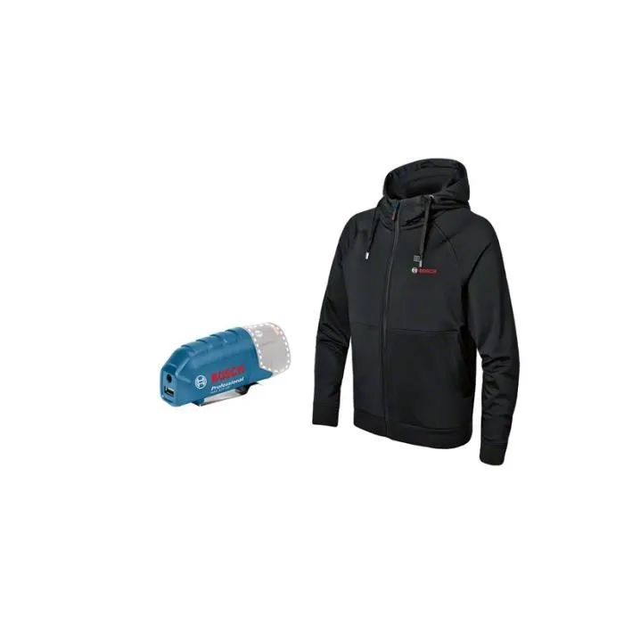 Bosch Professional 12+18V XA+GAA 12V-21 Chaqueta Calefactable Talla M con Capucha y 3 Zonas de Calefacción