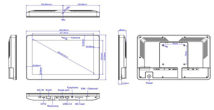 Loop24 LM1056T-LED Panel Táctil LED 10,1" para Reservas de Salas (1280x800) LAN (POE), Wi-fi y Licencia Perpetua