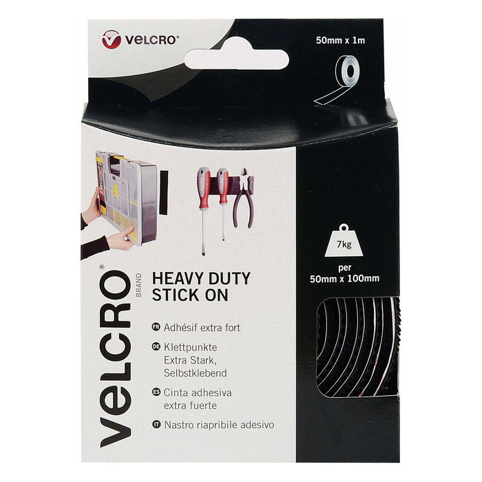 VELCRO Cinta de velcro autoadhesiva Extra Stark 50 mm x 1 m Negro VELCRO Cinta de velcro autoadhesiva Extra Stark 50 mm x 1 m Negro