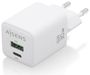 AISENS ASCH-30W2P037-W Cargador GaN USB-C 30W con USB-A, Carga Rápida PD 3.0 QC 4.0 PPS, Universal 100-240V para Portátil Móvil Tablet, Blanco