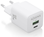 AISENS ASCH-30W2P037-W Cargador GaN USB-C 30W con USB-A, Carga Rápida PD 3.0 QC 4.0 PPS, Universal 100-240V para Portátil Móvil Tablet, Blanco