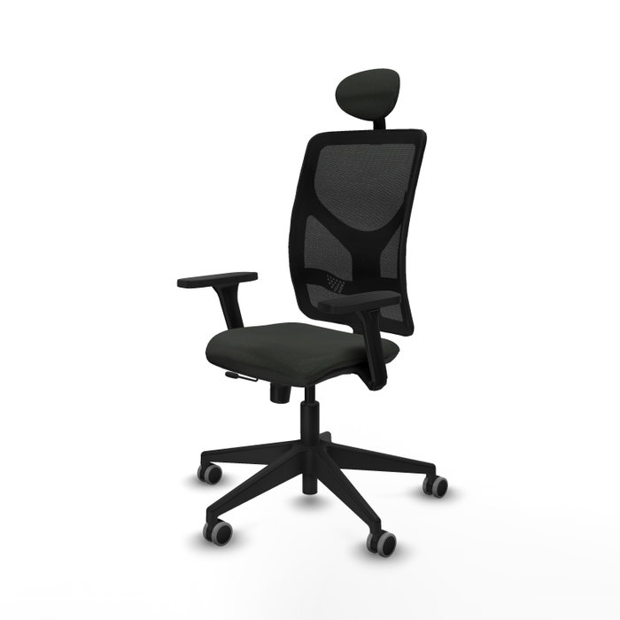 PIQUERAS Y CRESPO Silla de oficina Motilla con mecanismo Sincro/Traslack, Brazos 3D y Cabecero Fijo, Negro