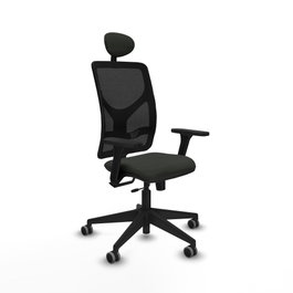 PIQUERAS Y CRESPO Silla de oficina Motilla con mecanismo Sincro/Traslack, Brazos 3D y Cabecero Fijo, Negro
