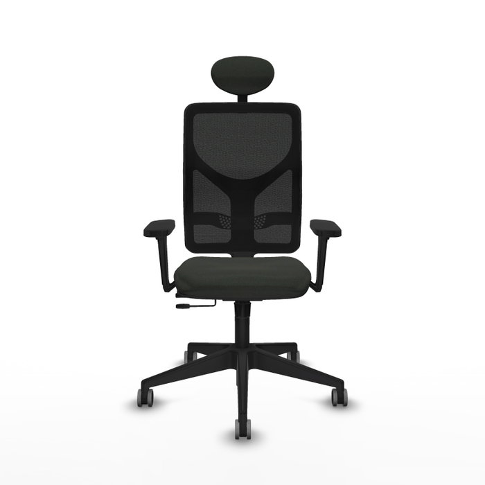 PIQUERAS Y CRESPO Silla de oficina Motilla con mecanismo Sincro/Traslack, Brazos 3D y Cabecero Fijo, Negro