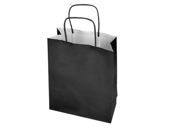 Q-connect Bolsa papel celulosa negro M con asa retorcida 270x370x120 mm