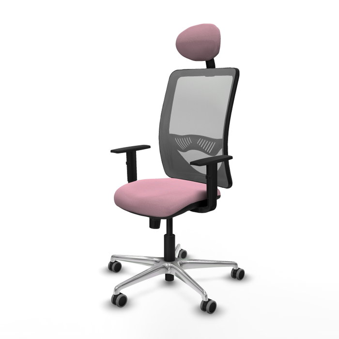 PIQUERAS Y CRESPO Silla de oficina Zulema Rosa y Gris con Mecanismo Sincro