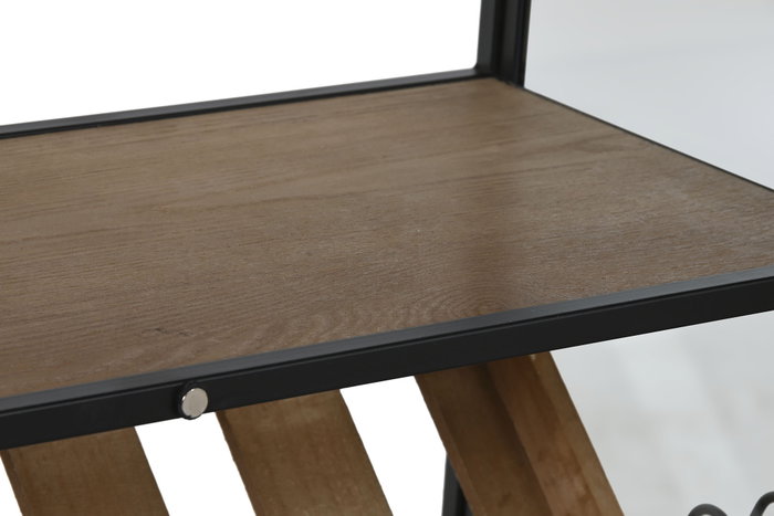 DKD Home Decor Botellero Natural Negro Metal Cristal Madera 32 x 60 x 102 cm