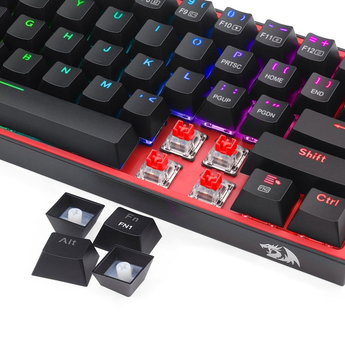 Redragon K616 Fizz PRO Black Red Switch Teclado Mecánico Inalámbrico RGB 60% Layout Español