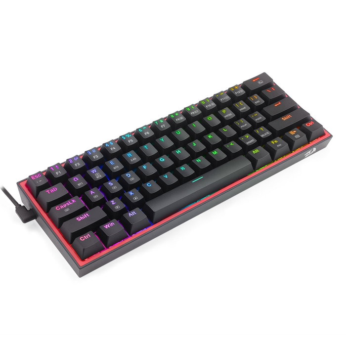 Redragon K616 Fizz PRO Black Red Switch Teclado Mecánico Inalámbrico RGB 60% Layout Español
