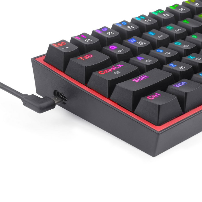 Redragon K616 Fizz PRO Black Red Switch Teclado Mecánico Inalámbrico RGB 60% Layout Español