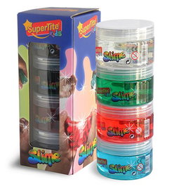 Juego Supertite Slime Bote 120Gr Surtido Colores Transparente Pack De 4