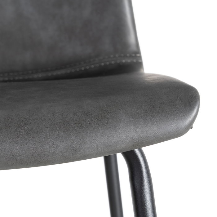 Taburete Negro Metal / Simil Piel 47 X 47 X 103 cm (Set de 2)