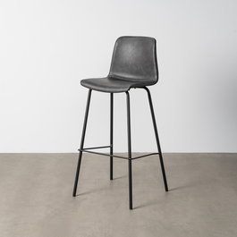 Taburete Negro Metal / Simil Piel 47 X 47 X 103 cm (Set de 2)