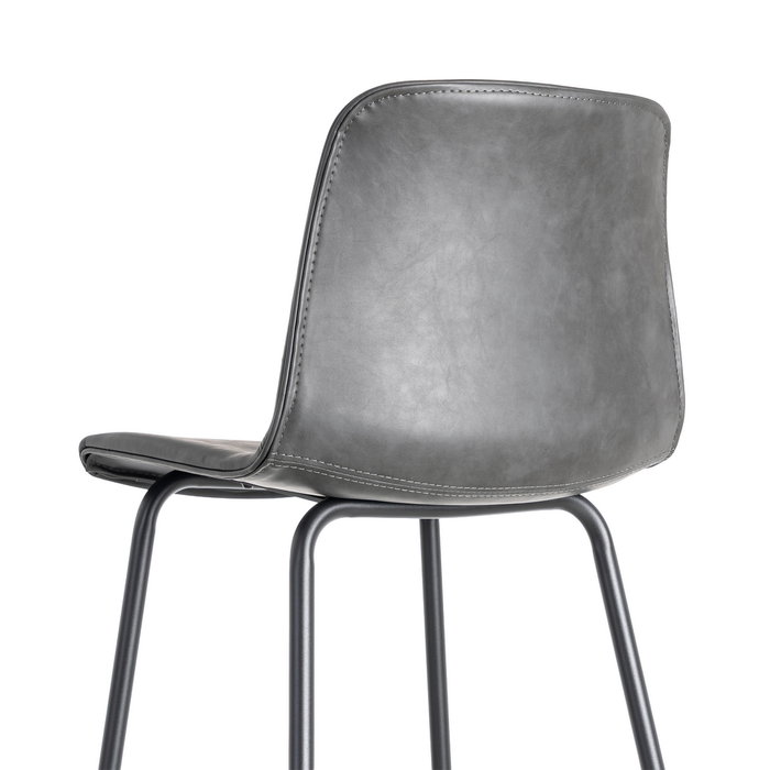 Taburete Negro Metal / Simil Piel 47 X 47 X 103 cm (Set de 2)