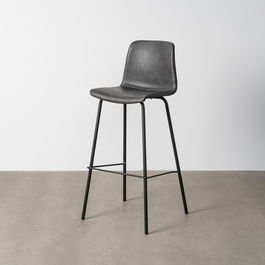 Taburete Negro Metal / Simil Piel 47 X 47 X 103 cm