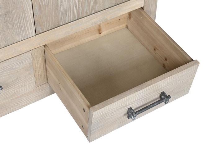 DKD Home Decor Chuang rome Armario Romantico Natural Madera Hevea 2 Puertas 2 Cajones 55 x 200 x 108 cm