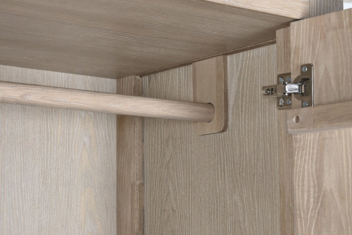 DKD Home Decor Chuang rome Armario Romantico Natural Madera Hevea 2 Puertas 2 Cajones 55 x 200 x 108 cm