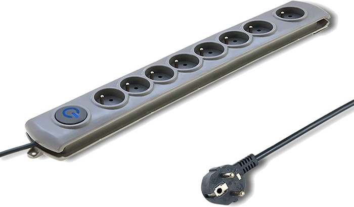 Qoltec Regleta de protección 8 tomas 3.0m gris Qoltec Regleta de protección 8 tomas 3.0m gris