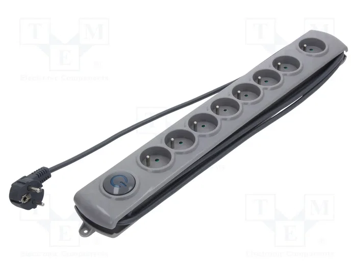 Qoltec Regleta de protección 8 tomas 3.0m gris Qoltec Regleta de protección 8 tomas 3.0m gris
