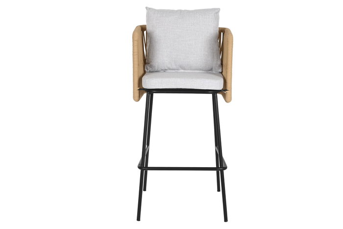 DKD Home Decor Taburete Gris Natural Acero Poliester 58 x 100 x 59 cm (4 Unidades)