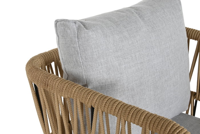 DKD Home Decor Taburete Gris Natural Acero Poliester 58 x 100 x 59 cm (4 Unidades)