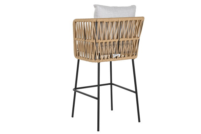 DKD Home Decor Taburete Gris Natural Acero Poliester 58 x 100 x 59 cm (4 Unidades)