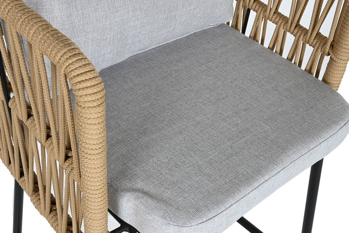 DKD Home Decor Taburete Gris Natural Acero Poliester 58 x 100 x 59 cm (4 Unidades)