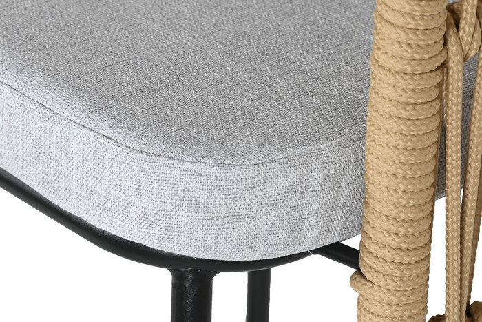 DKD Home Decor Taburete Gris Natural Acero Poliester 58 x 100 x 59 cm (4 Unidades)