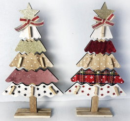 DKD Home Decor Decoración de Madera Árbol Surtido de 2
