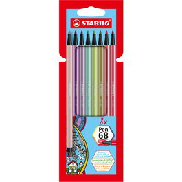 STABILO Rotuladores de fibra Pen 68, estuche de 8 unidades nuevos colores