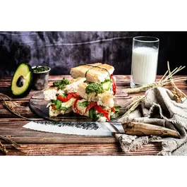 Forged Cuchillo de pan KATAI Acero VG10 Mango de madera de raíz 20.5 cm de largo