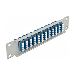 DeLOCK Patchpanel de fibra óptica 10 pulg 12 puertos LC Quad azul 1U gris