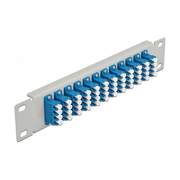 DeLOCK Patchpanel de fibra óptica 10 pulg 12 puertos LC Quad azul 1U gris