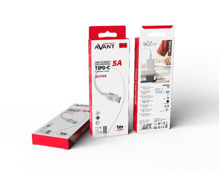 AVANT CONNECT Cable USB Tipo A a USB-C 1m, carga rapida 5A, Force Edition