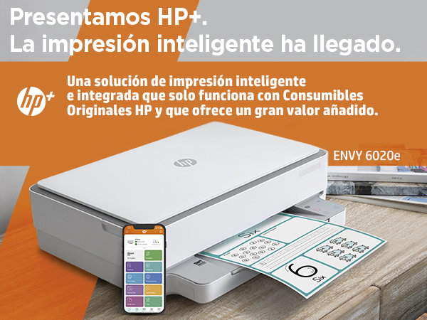 HP ENVY 6020E Impresora Multifunción Inyección Tinta WiFi Color, Copia, Escáner, AirPrint, HP Smart, 1200x1200ppp