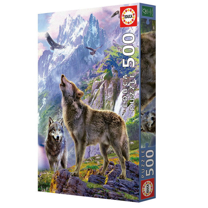 Educa Puzzle Lobos En Las Rocas 500 piezas