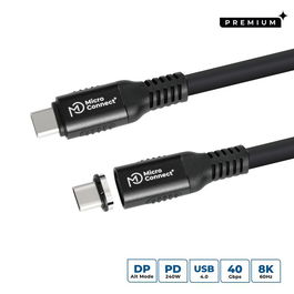 MicroConnect Cable USB-C a USB-C Magnético de Silicona Premium 1m, 240W, 40Gbps, USB4, 8K