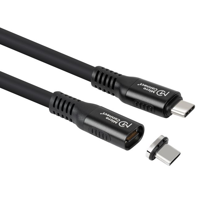 MicroConnect Cable USB-C a USB-C Magnético de Silicona Premium 1m, 240W, 40Gbps, USB4, 8K