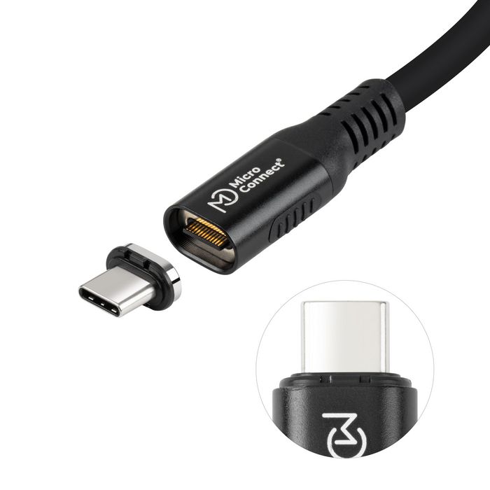 MicroConnect Cable USB-C a USB-C Magnético de Silicona Premium 1m, 240W, 40Gbps, USB4, 8K