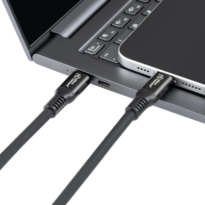 MicroConnect Cable USB-C a USB-C Magnético de Silicona Premium 1m, 240W, 40Gbps, USB4, 8K