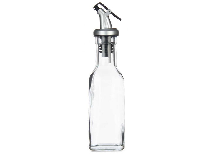 Vivalto Aceitera de Vidrio con Tapón Dosificador, Transparente, 180 ml, 5x20x5 cm (Set de 24)