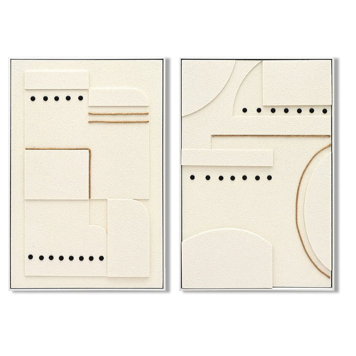 DKD Home Decor Set de 2 Cuadros Lienzo MDF 62x4,5x92 Moderno 3D Blanco DKD Home Decor Set de 2 Cuadros Lienzo MDF 62x4,5x92 Moderno 3D Blanco