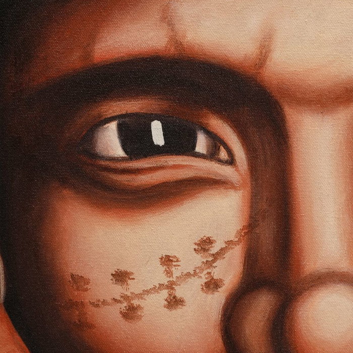 Ixia Cuadro de Pintura Marrón sobre Lienzo 100 x 4 x 150 cm