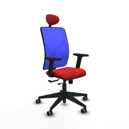 PIQUERAS Y CRESPO Silla de oficina Motilla con mecanismo Sincro/Traslack, Rojo y Azul
