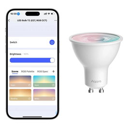 Aqara LED Bulb T2 Bombilla Inteligente RGB CCT GU10, Bluetooth/Zigbee, 450 lm, Compatible con Alexa, Google Assistant, HomeKit