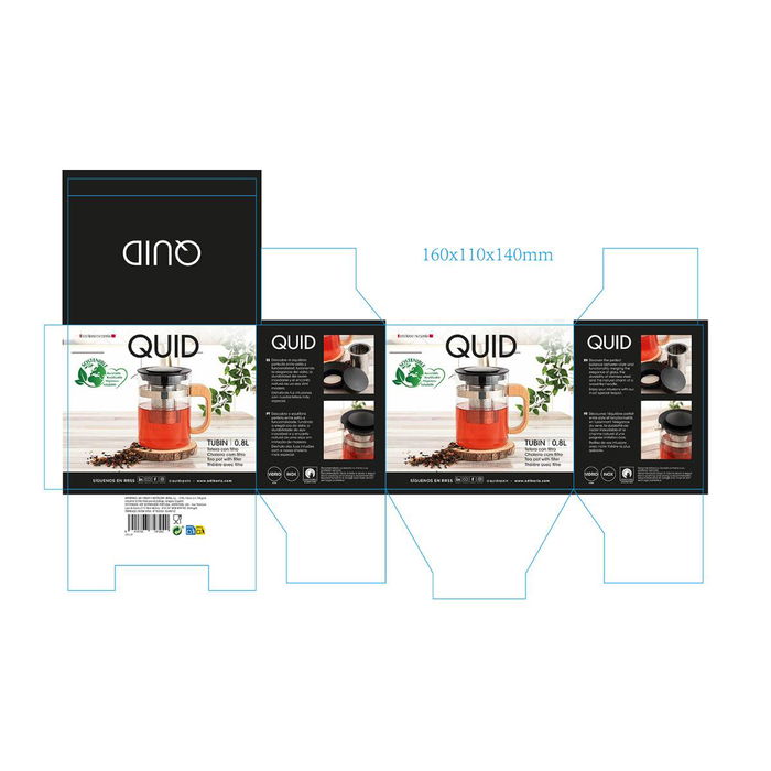 Tetera Vidrio Filtro Inox Tubin Quid 0,8 L