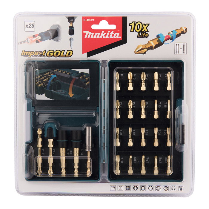 Makita Juego de puntas de torsión B-49921 de 26 piezas