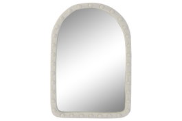 DKD Home Decor Espejo MDF y Cristal 60x85 cm Blanco Envejecido con Bolitas