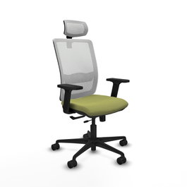 PIQUERAS Y CRESPO Silla de oficina Haches con mecanismo Sincro/Traslack, Verde oliva y Blanco