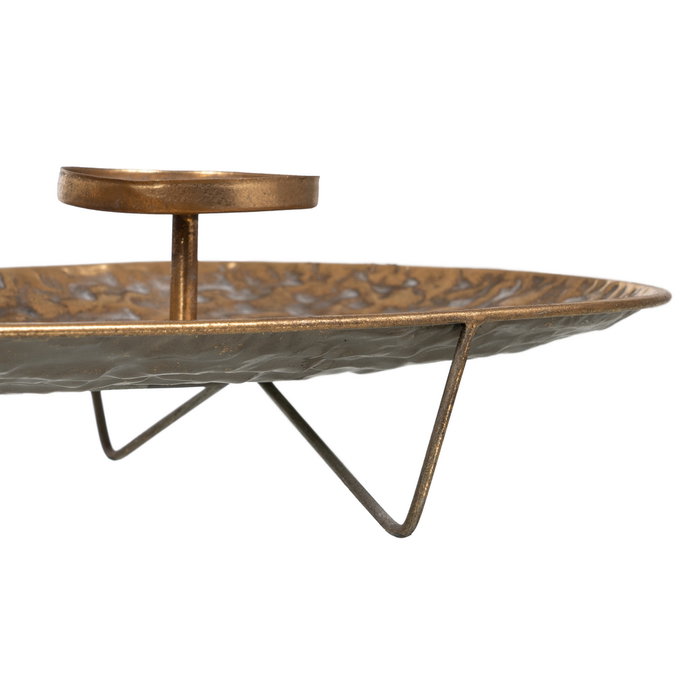 Centro 3 Portavelas Oro Metal Decoración 65 X 23,50 X 10,50